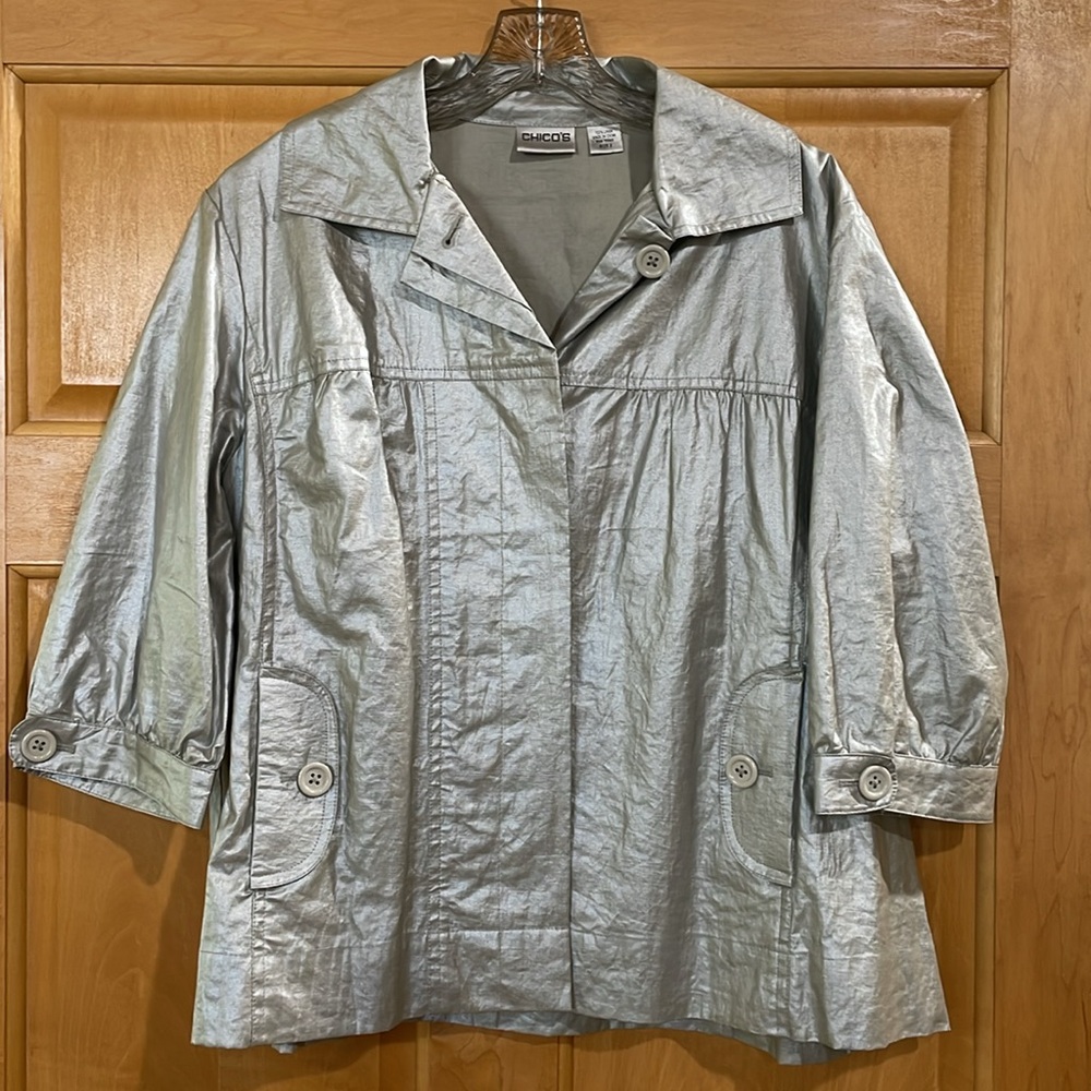 Chico's Winchester elbow jacket Silver Sz.2
